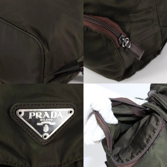 PRADA Backpack Nylon Khaki Silver Auth th6297 - Picture 13 of 15